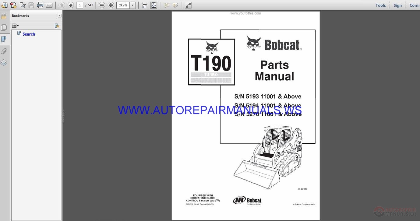 bobcat s130 parts manual pdf