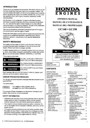 honda gc 160 engine manual